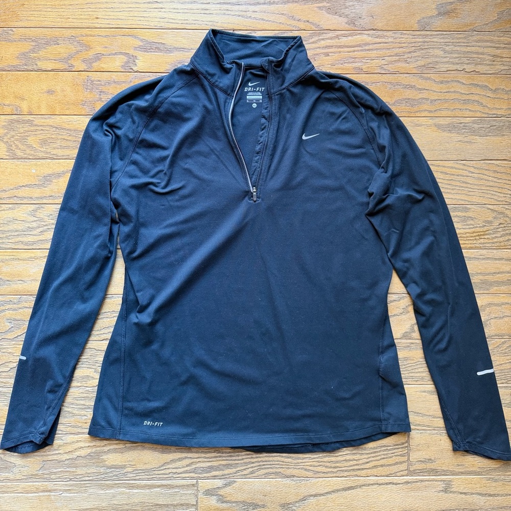 Nike Dri-FIT Quarter Zip Black Long Sleeve Athletic Pullover - Size XL